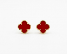 ARETES DE ORO DE FLORES ROJAS 
